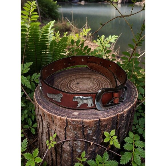 VTG Honest Leather Belt 28 60407 Zoo Animals Up to 29\